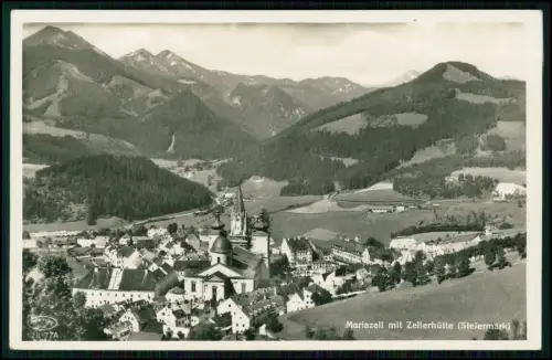 3x Foto AK - Ortsansicht Mariazell - mit Basilika Zellerhütte und andere - 1938