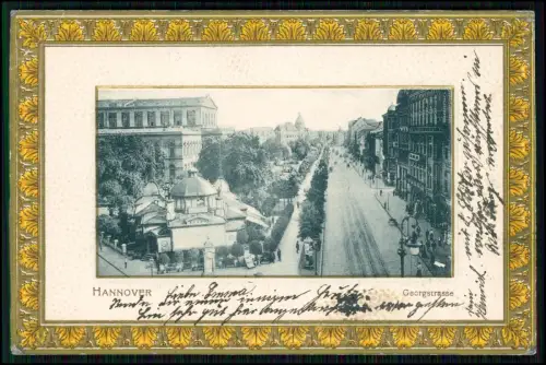 AK - Hannover Georgstrasse - Präge Postkarte Goldrahmen selten - 1902 gelaufen