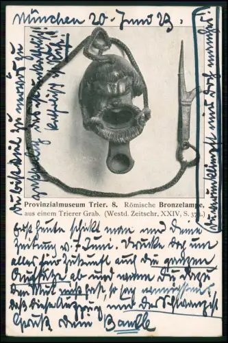 AK - Trier Römerlampe Provinzialmuseum - Karte 1928 gelaufen Museum Exponat