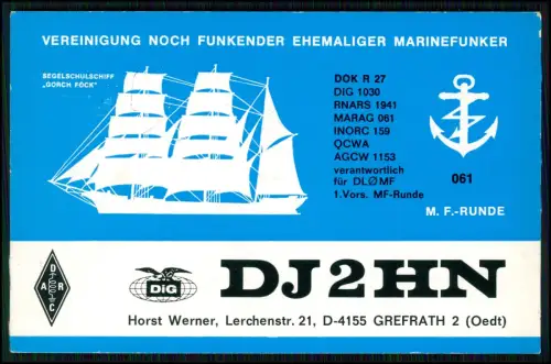 7x QSL-Karte Bestätigungskarte im Amateurfunk für den erfolgreichen Funkkontakt