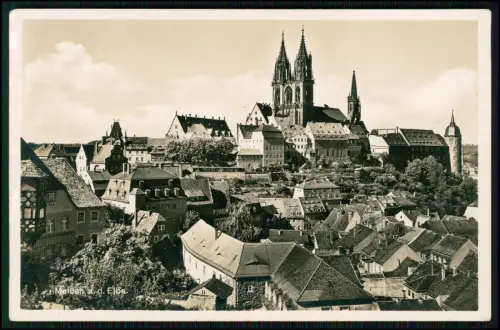 5x Foto AK Meißen an der Elbe Luftbild Dom mit Albrechtsburg uvm. 1942 gelaufen