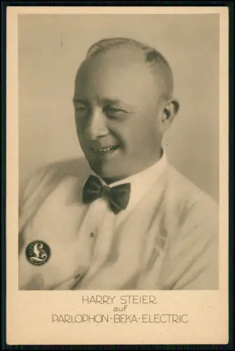 AK - Porträt mit Fliege Sänger Harry Steier - Parlophon Beka Electric - um 1920