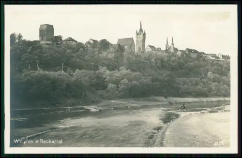 2x Foto AK - Bad Wimpfen Neckar Kaiserpfalz Stadtkirche St. Peter Fluß Boot 1938