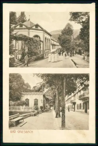 Bad Griesbach in Bayern Allee Bänke Kurhaus Architektur Personenszenen 1913 gel.