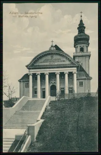 Aalen Salvator Kirche eindrucksvoller Staffelaufgang Kirchenarchitektur 1915 gel