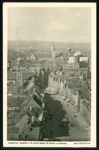 Augsburg beeindruckendes Stadtpanorama Top - mit Blick von St. Ulrich 1942 gel.