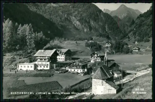 Foto AK - Ortsansicht v. Hinterbichl Prägraten Tirol - Bergpanorama Hotel Kirche