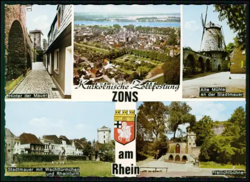 AK - Zons am Rhein Kurkölnische Zollfestung Stadtmauer Alte Mühle Panorama Rhein