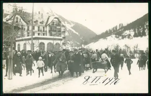 8x Foto Schweiz Davos Dorf - internierte deutsche Soldaten Kriegsgefangene 1916