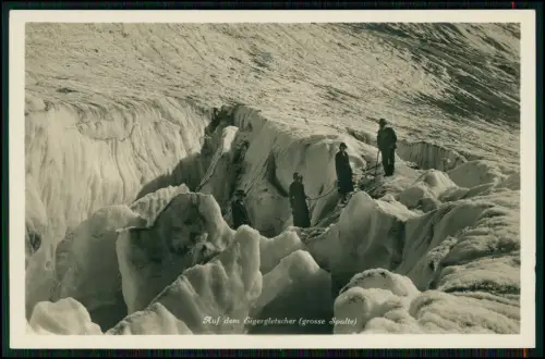 Echt Foto AK Eigergletscher Berner Alpen Bergsteiger Damen Gletscher Spalte 1928