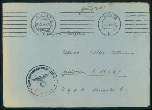 6x - Feldpost Briefe - 1942-44 Wehrmacht Stempel ... mit Inhalt handgeschrieben