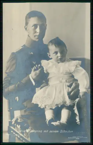 Foto AK - Preußischer Kronprinz Wilhelm - mit Sohn Prinz Wilhelm - 1907