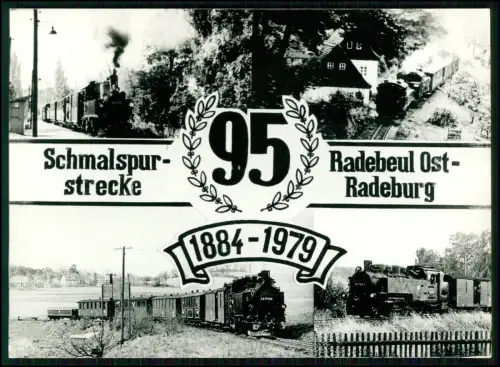 Foto AK Radebeul Ost Radeburg Schmalspurbahn Jubiläum 95 Jahre Dampflokomotive