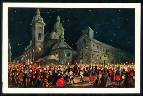 Künstler AK - Martinszug in der Düsseldorf-er Altstadt - Druck Verlag Krumbiegel