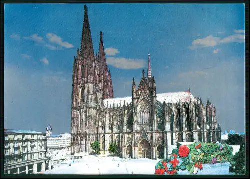 seltene AK Köln Rhein Dom - Silber Nr. 1004 Original n. Farbfoto Kathedrale Köln