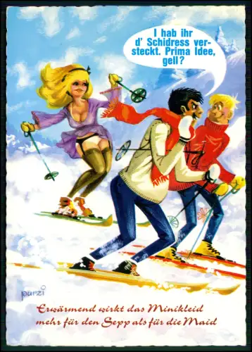 AK Mühlbach Wintersport Humor Motiv - Original Autogramm Sepp Bradl Purzi Karte