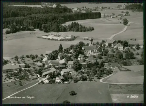 Echt Foto AK - Maria-Thann im Allgäu – Luftbild Dorfansicht mit Kirche und Höfen