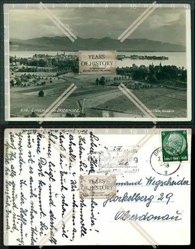 Orig. Foto AK Lindau am Bodensee Luftbild Fliegeraufnahme 1941 Sonderstempel au