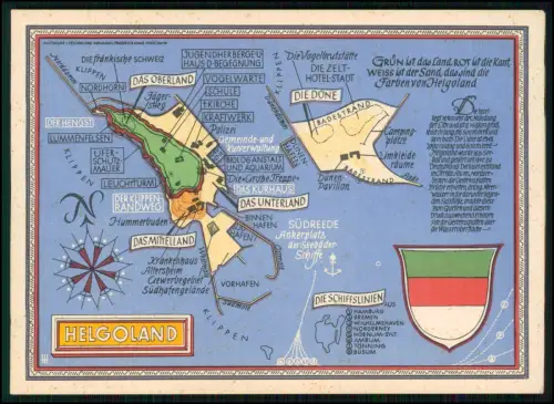 AK - Farbig gestalteter Inselplan Helgoland detaillierte Darstellung der Insel