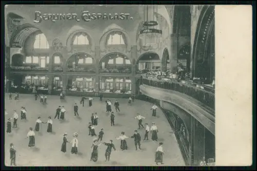 AK - Berlin Eispalast Innenraum mit Schlittschuhläufern und Zuschauern 1913 gel.