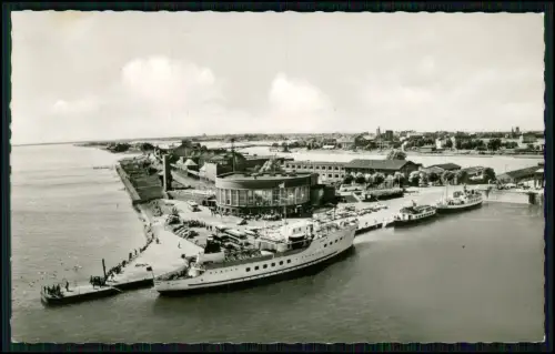 2x Foto AK Wilhelmshaven Nordsee Hafengelände Strandhalle Bäderschiff Rüstringen