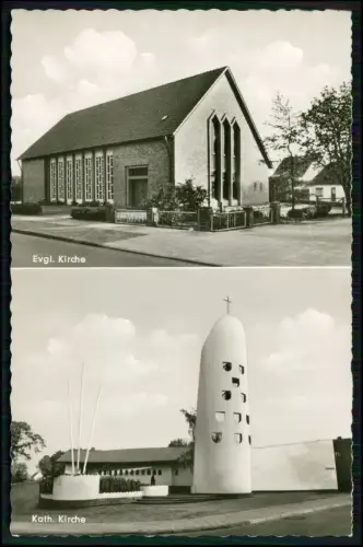 Foto AK - Heidmühle Ortsteil Schortens - Evgl. Kirche Kath. Kirche in Friesland