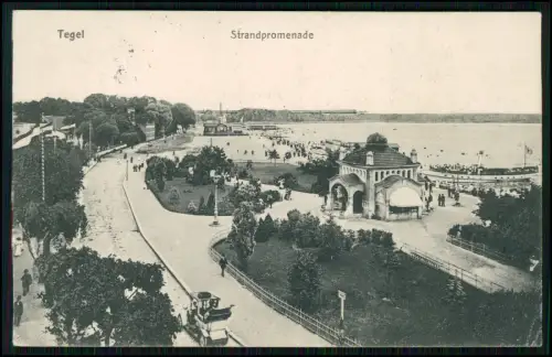 AK - Berlin Tegel - Blick auf die Strandpromenade am Tegeler See - 1914 gelaufen