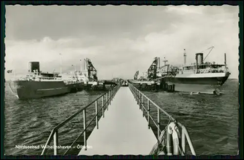 2x Foto AK Wilhelmshaven Ölhafen Pipeline Anleger Hafenanlagen Tankerliegeplätze