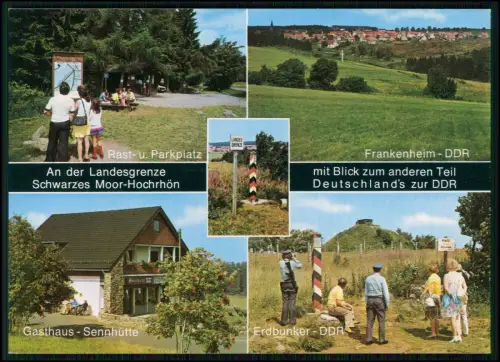 AK - Schwarzes Moor Hochrhön Landesgrenze DDR Frankenheim Grenzpfosten Farbkarte