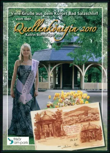 AK - Bad Salzschlirf Quellenkönigin 2010 Katrin Bornträger vor Gradier Pavillon