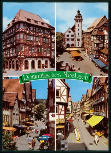 AK - Mosbach Neckar - Marktplatz, Rathaus, Fachwerkhäuser - belebte Straßenzüge