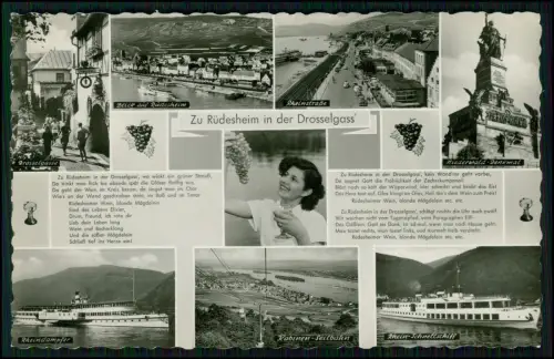 Foto AK - Rüdesheim am Rhein - Rheindampfer Rheinschnellschiff Drosselgasse uvm.