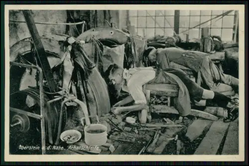 AK - Achatschleife in Oberstein Edelsteinbearbeitung Schleifer an Schleifrädern