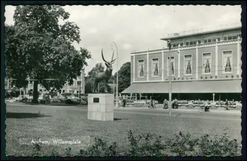 Foto AK - Stadtansicht Willemsplein Arnheim Holland Blick auf Cafe Hirschdenkmal
