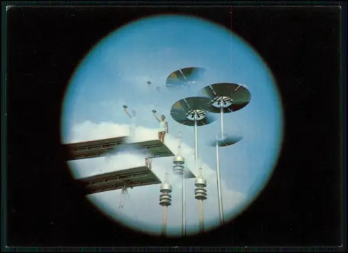 München Olympische Spiele 1972 Eröffnungsfeier - Olympiaturm Fackelläufer Flamme