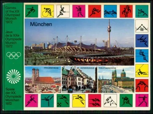 München Olympiapark Olympiastadion 1972 - mit Sportpiktogrammen und Stadtmotiven