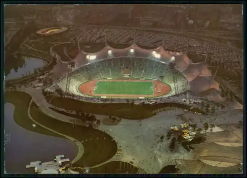 AK - München Olympische Spiele 1972 - Schwimmhalle Sporthalle bei Nacht Luftbild