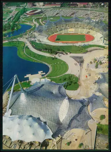 AK - München Olympische Spiele 1972 - Silhouette des Parks mit Stadion Luftbild