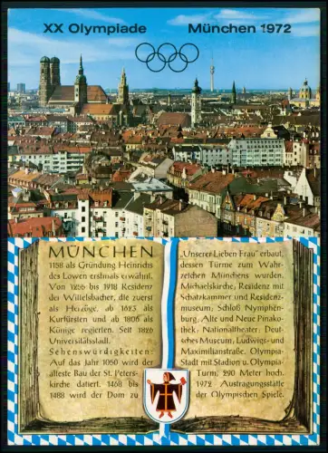AK - München Olympische Spiele 1972 - Karte beschreibt die Geschichte der Stadt