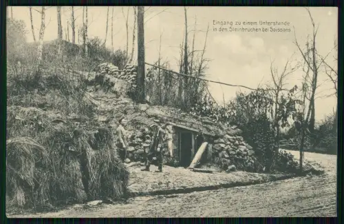 AK 1. WK Soissons Aisne, Eingang zu einem Unterstande in den Steinbrüchen 1915.