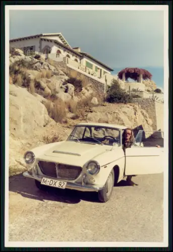 Foto 13x9cm - Prominente Dame in Spanien - Fiat 1200 Cabriolet Spider - M-DX-92