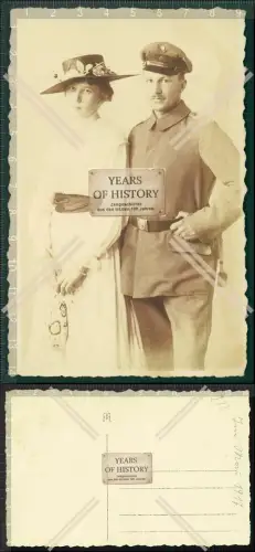 Orig. Foto AK Soldat 1917 mit Braut