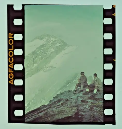 Original Agfacolor Farbdia 3,5x4cm - Bergsteiger in den Alpen - 1938-39