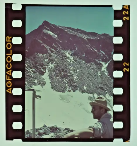 Original Agfacolor Farbdia 3,5x4cm - Bergsteiger in den Alpen - 1938-39