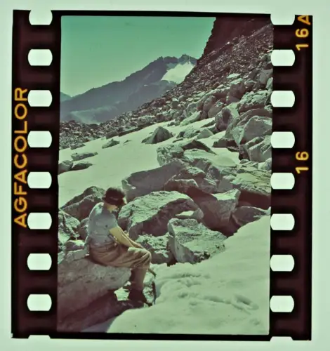 Original Agfacolor Farbdia 3,5x4cm - Bergsteiger in den Alpen - 1938-39