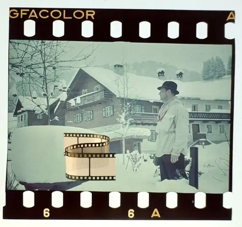 Orig. altes Agfacolor Farbdia  - Haus Mossbauer - Gasthof Pension Edelweiß Alpen