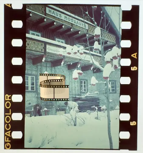 Orig. altes Agfacolor Farbdia  - Haus Mossbauer - Gasthof Pension Edelweiß Alpen
