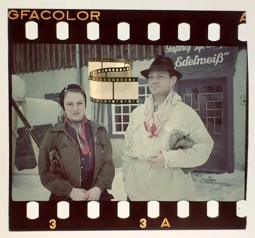 Orig. altes Agfacolor Farbdia  - Haus Mossbauer - Gasthof Pension Edelweiß Alpen