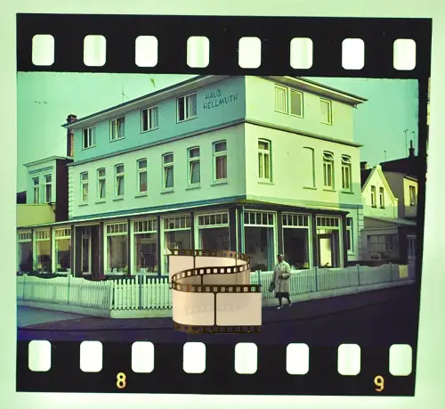 Orig. altes Agfacolor Farbdia - Norderney Hotel Haus Hellmuth - Friedrichstr. 38