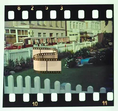 Orig. altes Farbdia - Norderney - Dünen-Express Bömmelbahn Bimmelbahn - VW Käfer